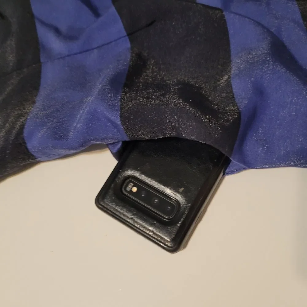 POCKETS SHIMMER BANANA REPUBLIC BLUE BLACK STRIPES CAREER SHEATH DRESS 2 SMALL - Picture 6 of 10